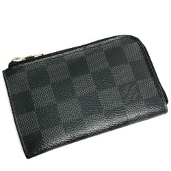 Louis Vuitton N61237 Damier Graphite L-shaped zipper coin purse Coin Compartment coin purse Black