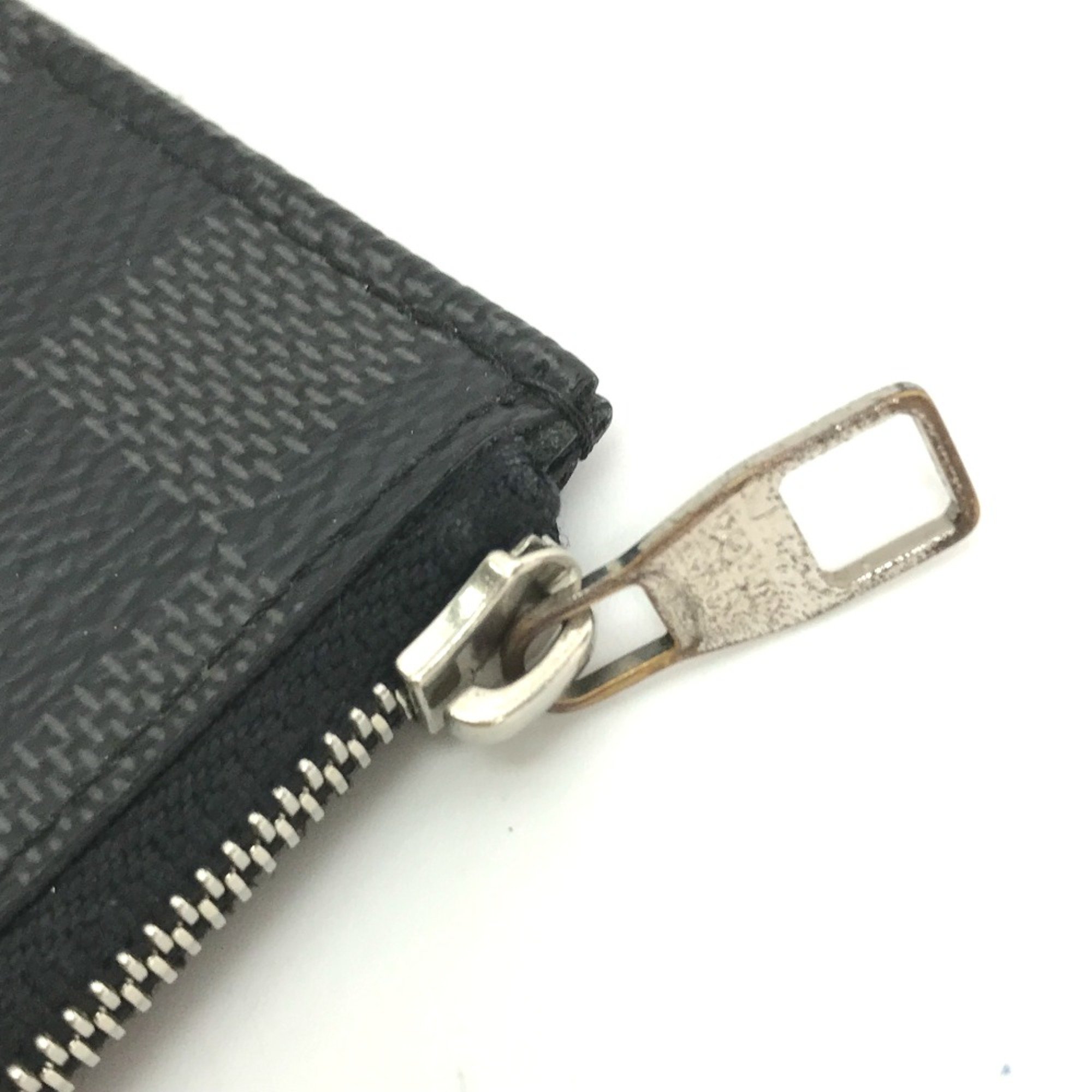 Louis Vuitton N61237 Damier Graphite L-shaped zipper coin purse Coin Compartment coin purse Black