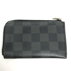 Louis Vuitton N61237 Damier Graphite L-shaped zipper coin purse Coin Compartment coin purse Black