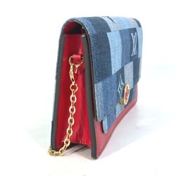 Louis Vuitton M69036 MonogramDenim Chain Wallet Long Wallet Shoulder Bag blue Red