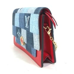 Louis Vuitton M69036 MonogramDenim Chain Wallet Long Wallet Shoulder Bag blue Red