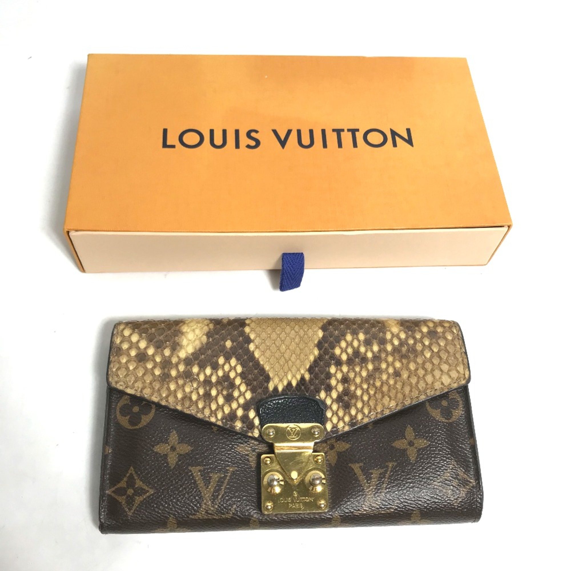 Louis Vuitton N90099 Monogram Exotic flap Long Wallet Brown