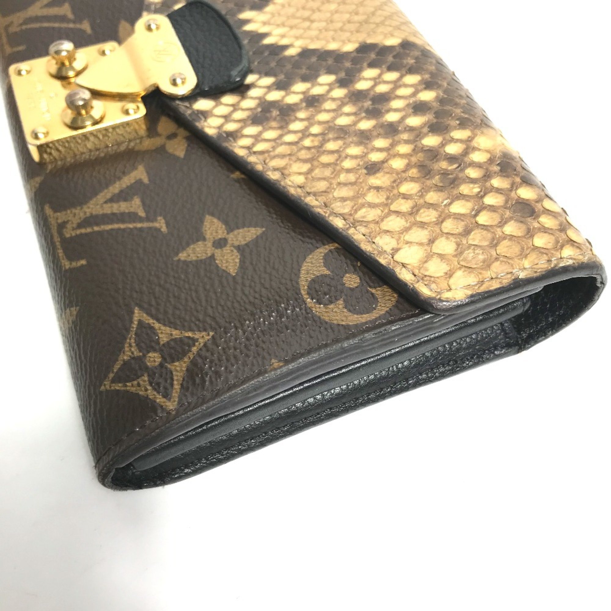 Louis Vuitton N90099 Monogram Exotic flap Long Wallet Brown