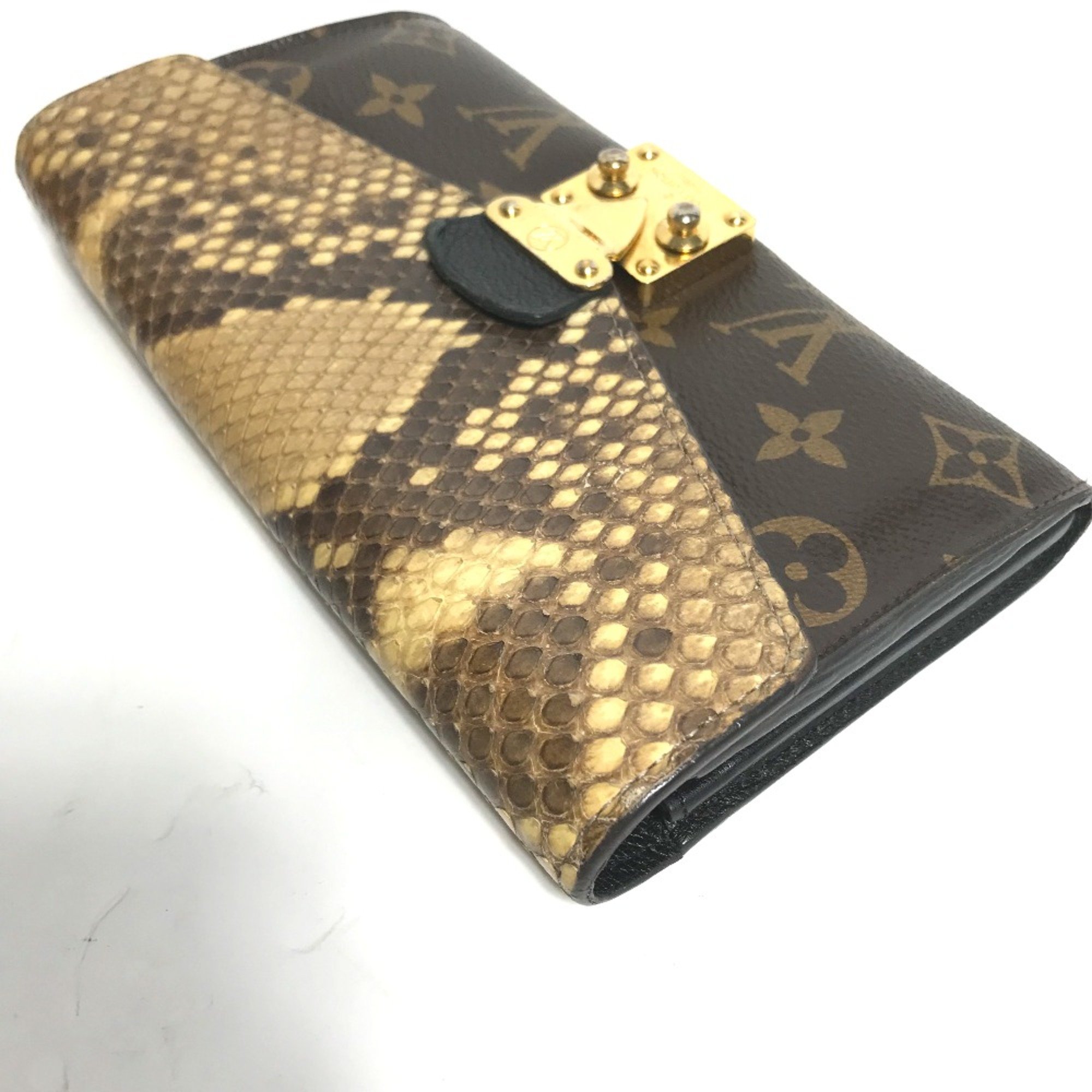 Louis Vuitton N90099 Monogram Exotic flap Long Wallet Brown