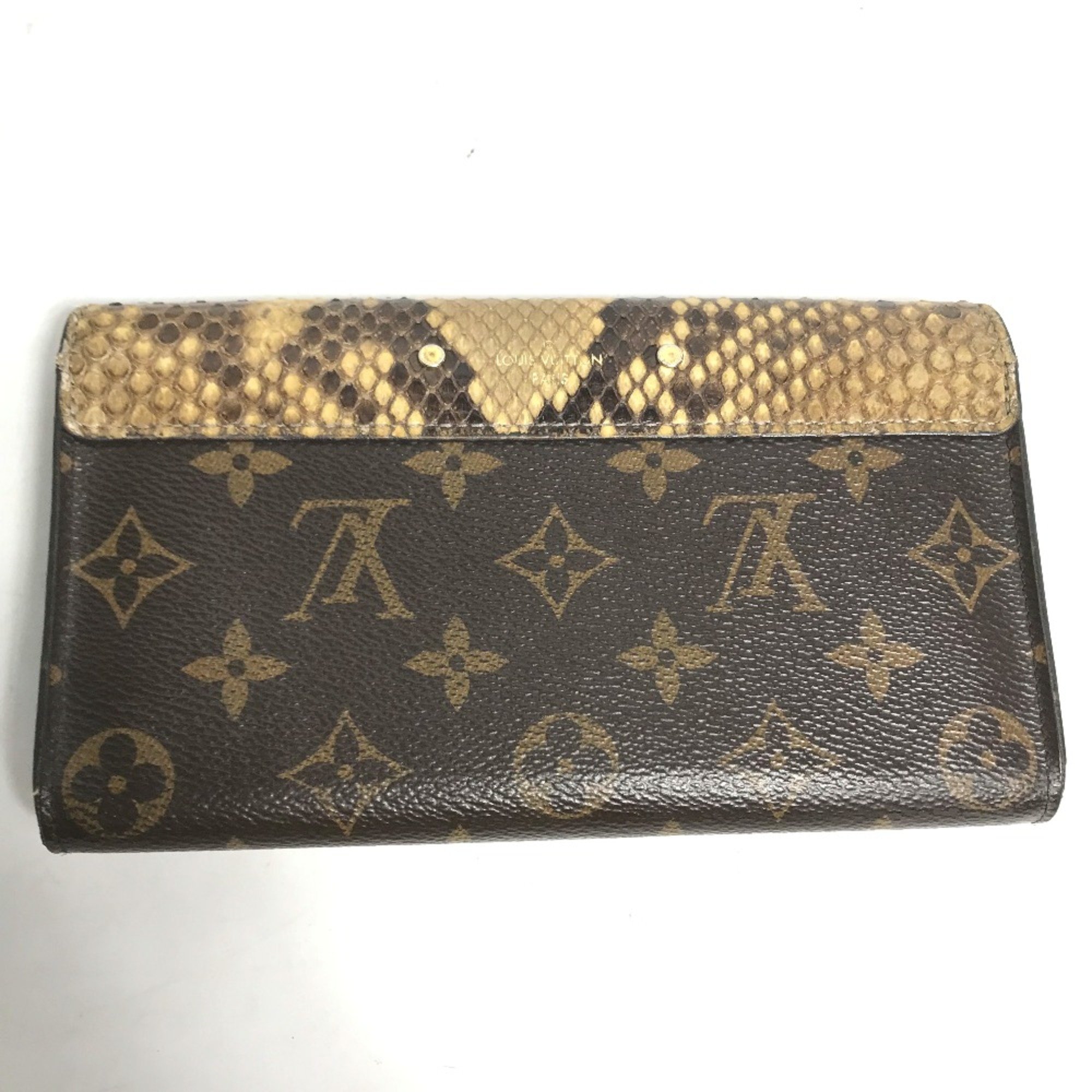 Louis Vuitton N90099 Monogram Exotic flap Long Wallet Brown