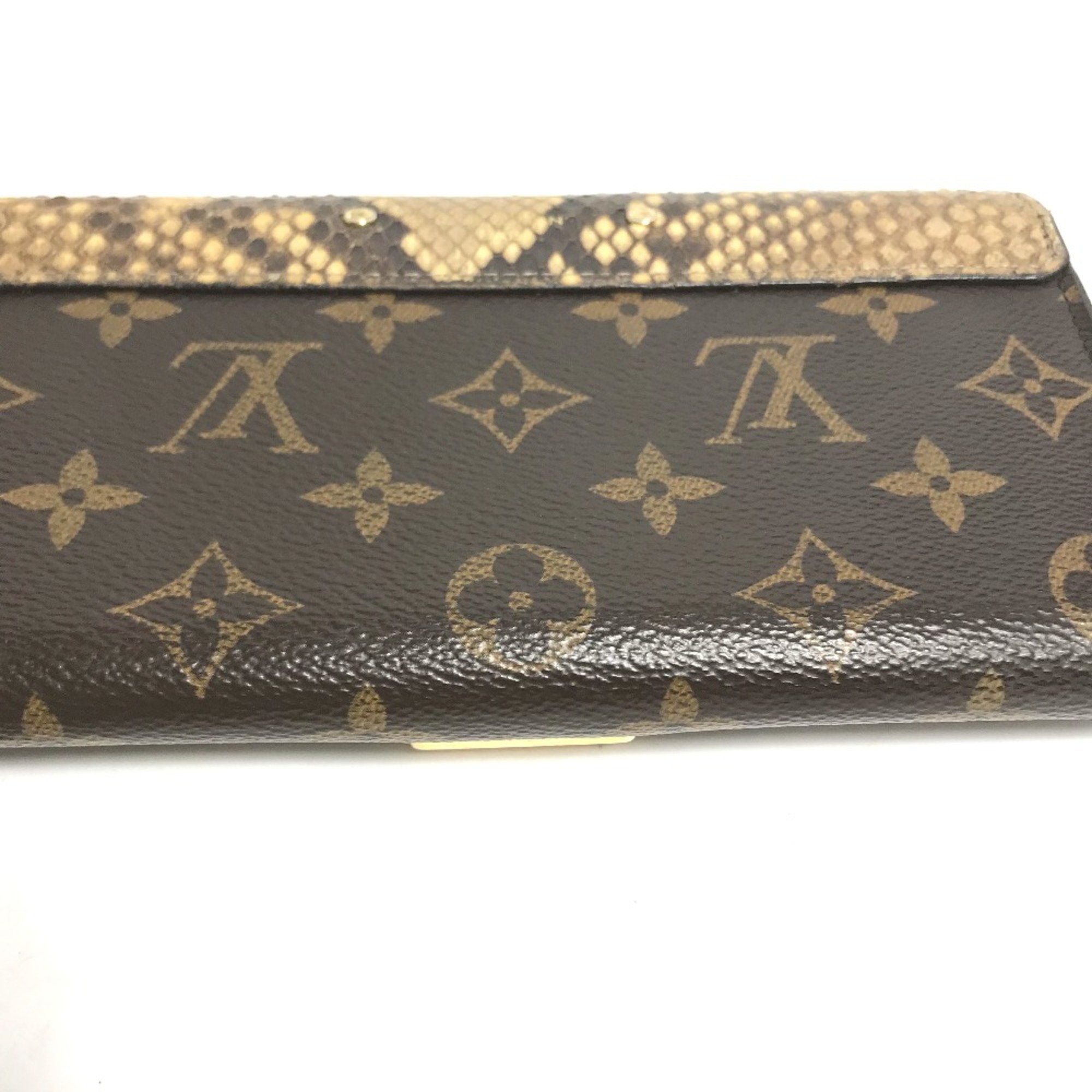 Louis Vuitton N90099 Monogram Exotic flap Long Wallet Brown