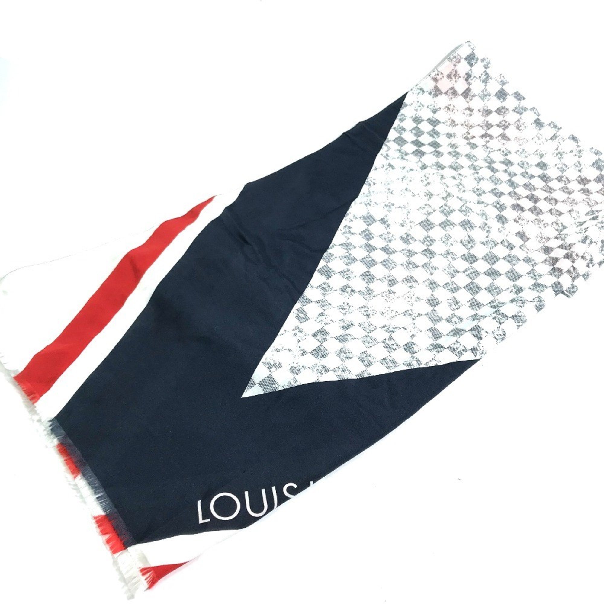 Louis Vuitton M70494 Damier Azur Shawl fringe Stole/Shawl White Red