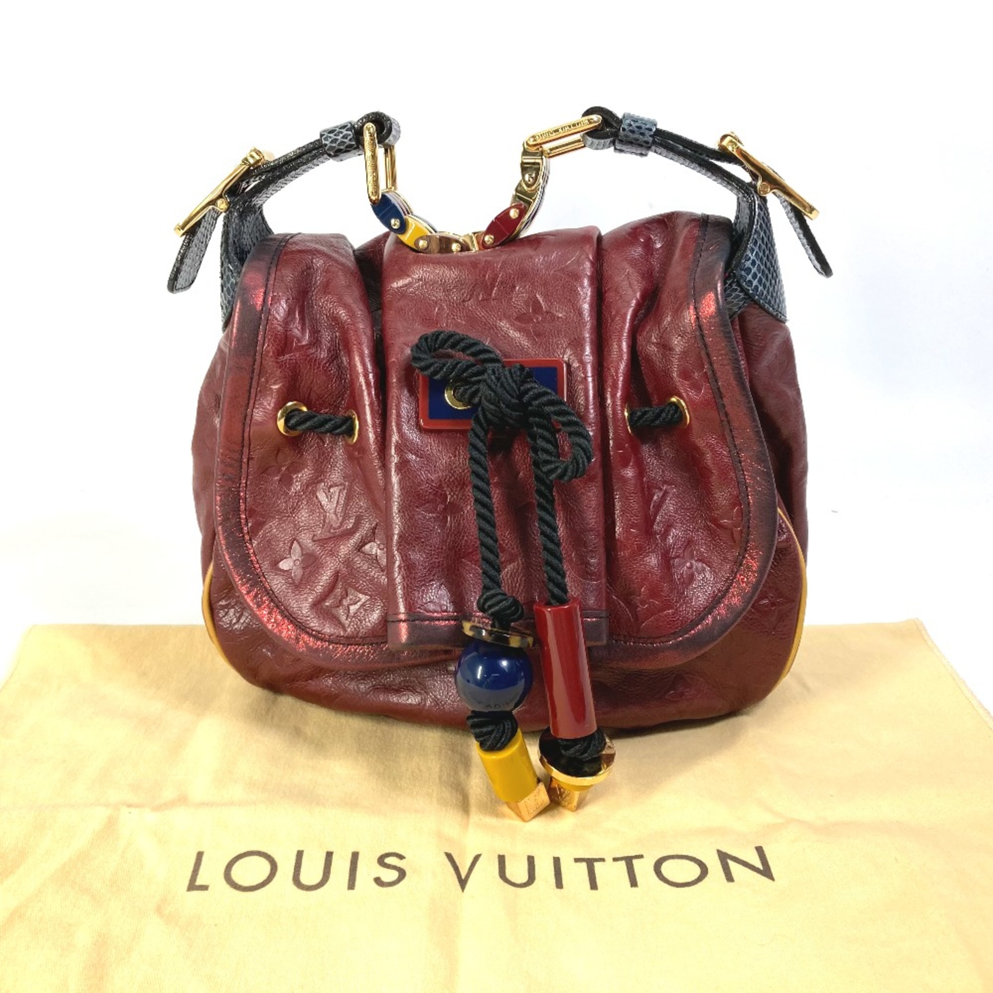 Louis Vuitton M97001 Monogram Shoulder Bag Glitter Hand Bag Rouge purple