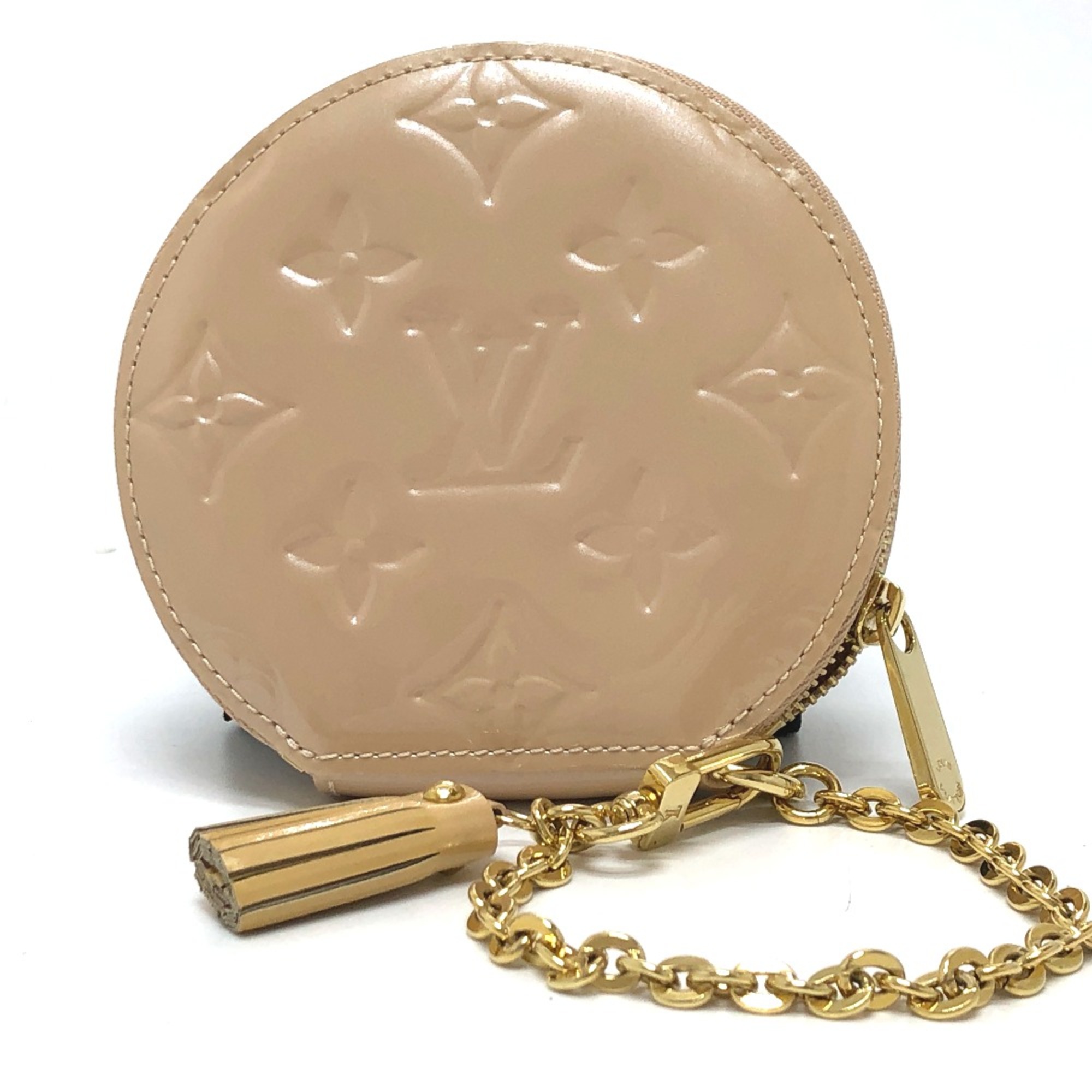 Louis Vuitton M91388 MonogramVernis coin purse Beige GoldHardware