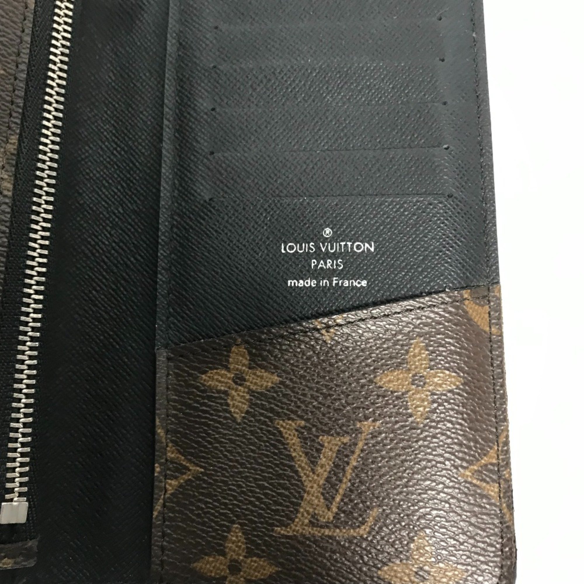 Louis Vuitton M93800 MonogramMacassar Two fold Long Wallet Brown Black