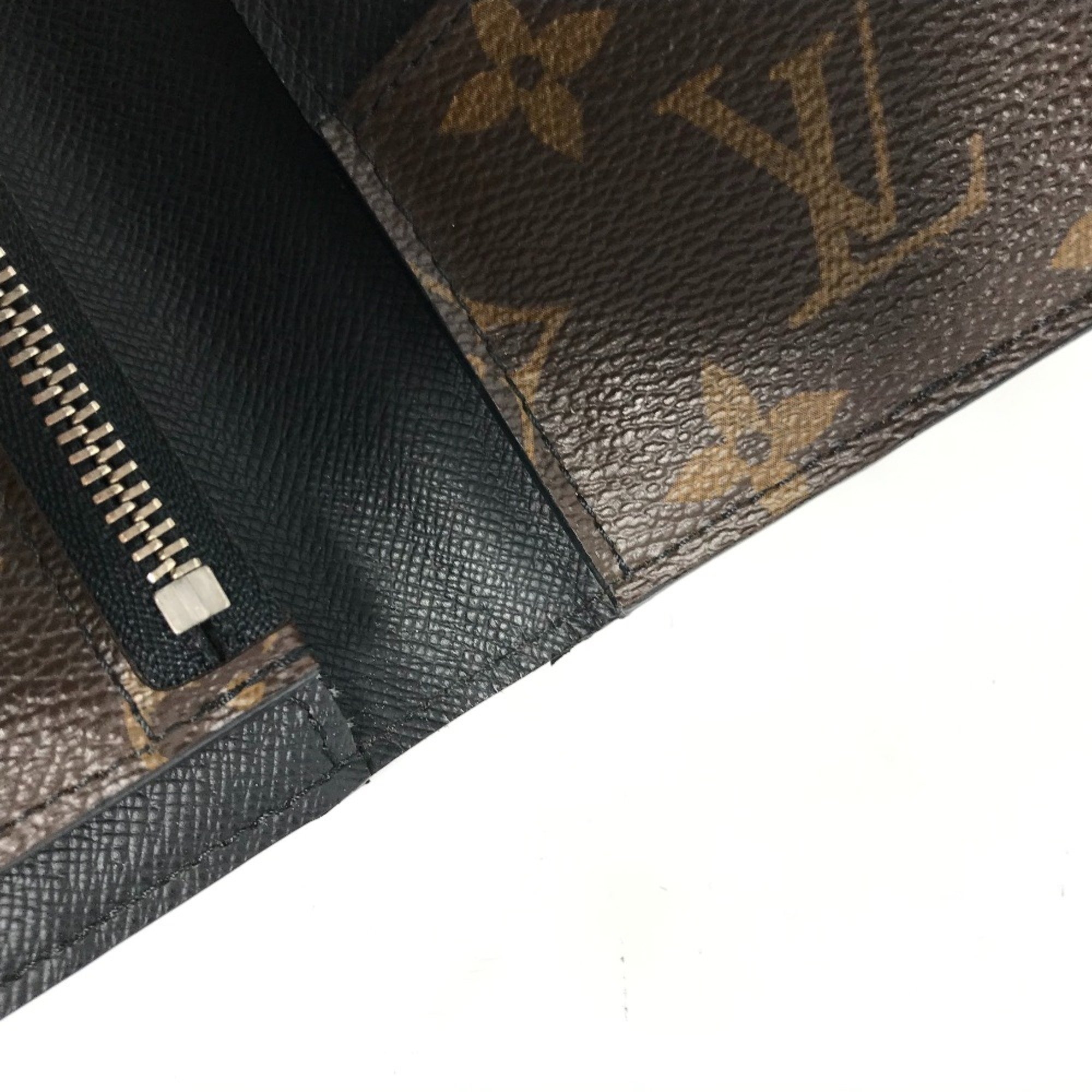 Louis Vuitton M93800 MonogramMacassar Two fold Long Wallet Brown Black