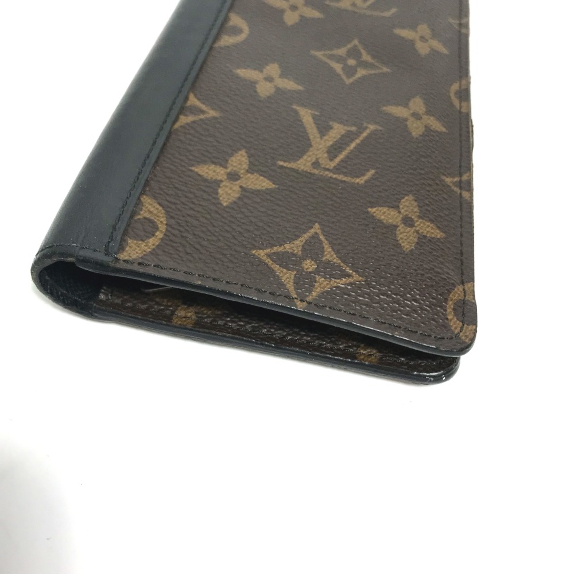 Louis Vuitton M93800 MonogramMacassar Two fold Long Wallet Brown Black