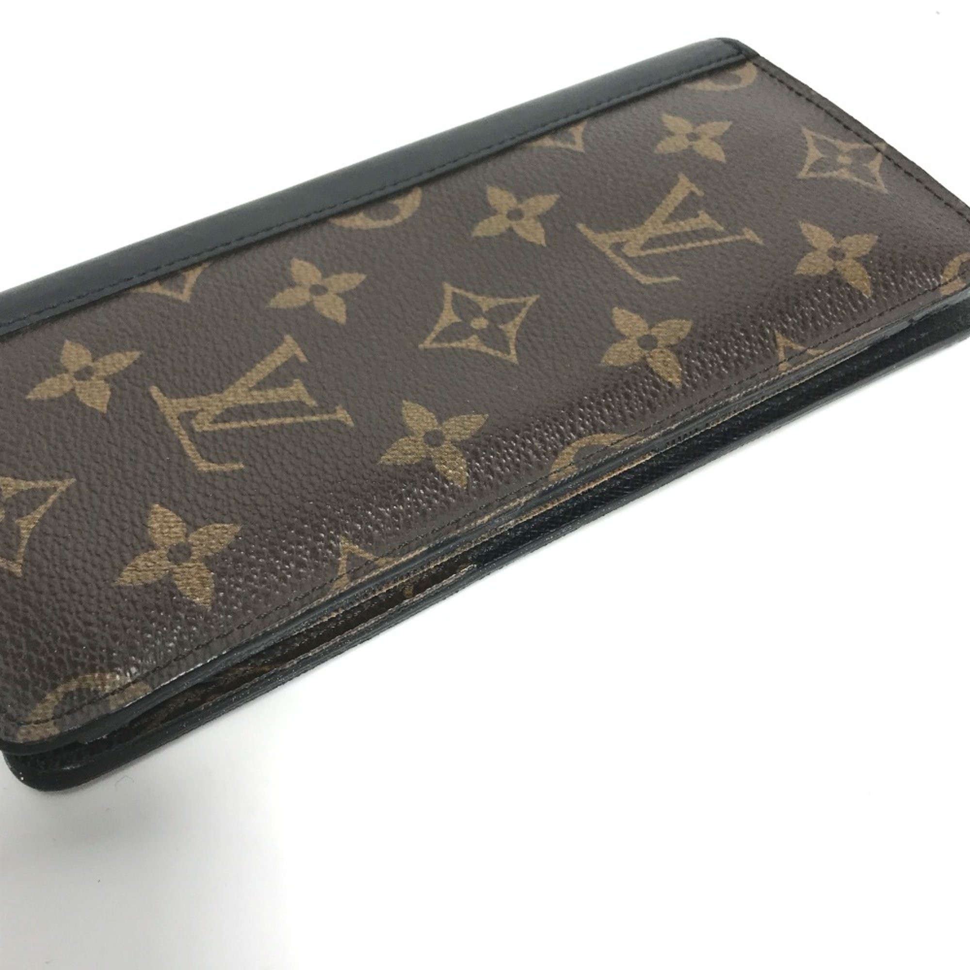 Louis Vuitton M93800 MonogramMacassar Two fold Long Wallet Brown Black