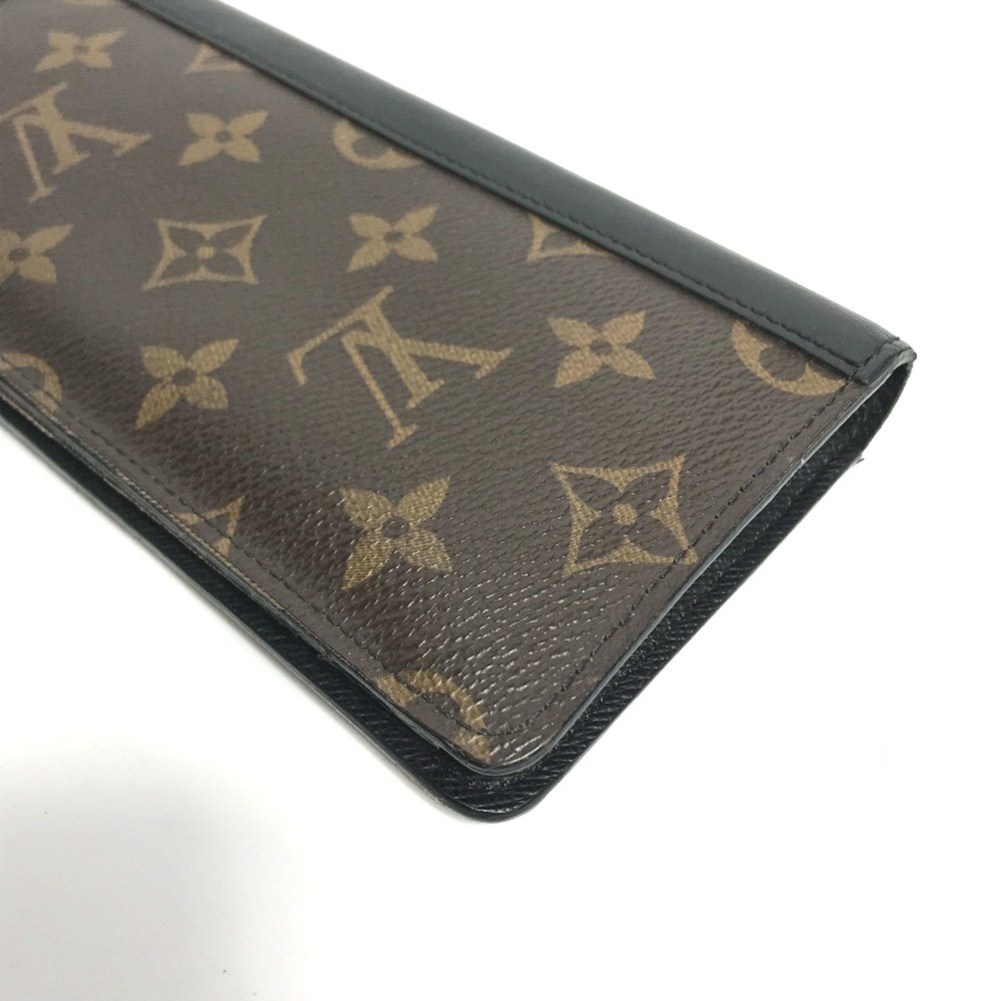 Louis Vuitton M93800 MonogramMacassar Two fold Long Wallet Brown Black