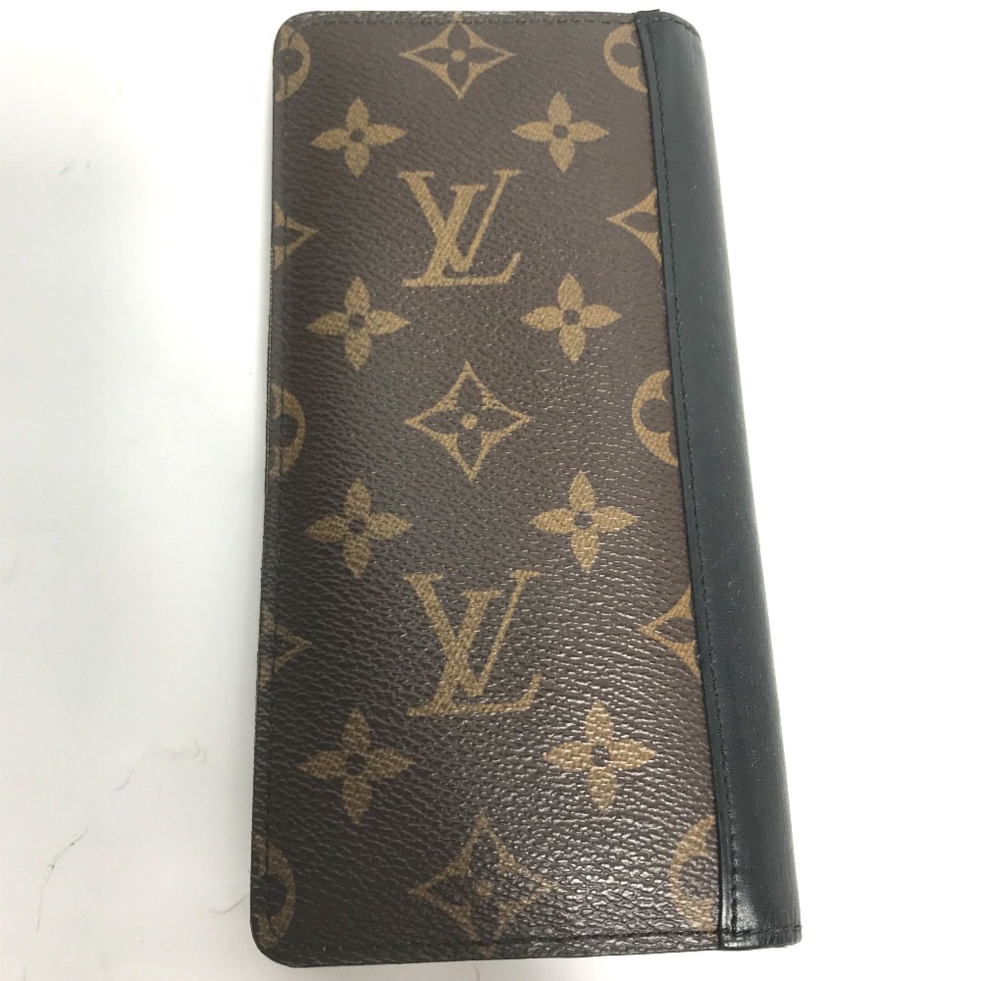 Louis Vuitton M93800 MonogramMacassar Two fold Long Wallet Brown Black