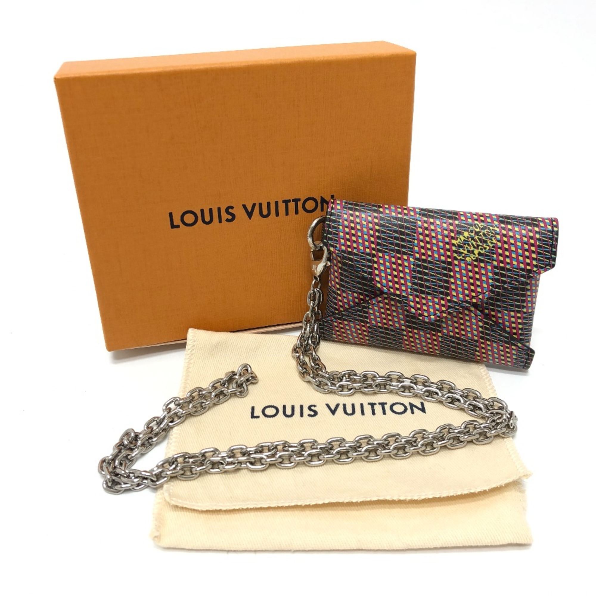 Louis Vuitton N60278 Damier Kirigami Chain accessory case Necklace Multicolore SilverHardware