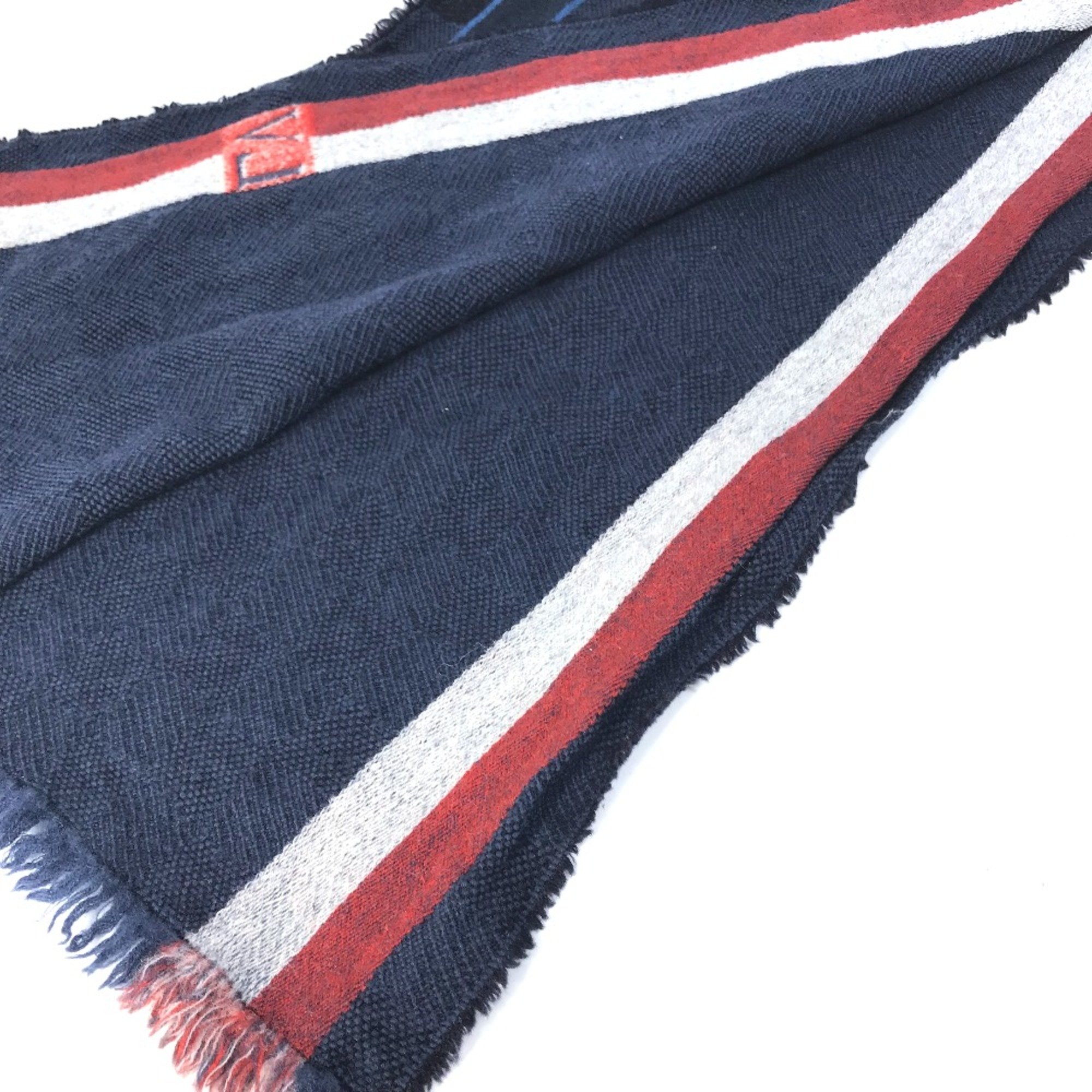 Louis Vuitton M70338 fringe Scarf Navy Red