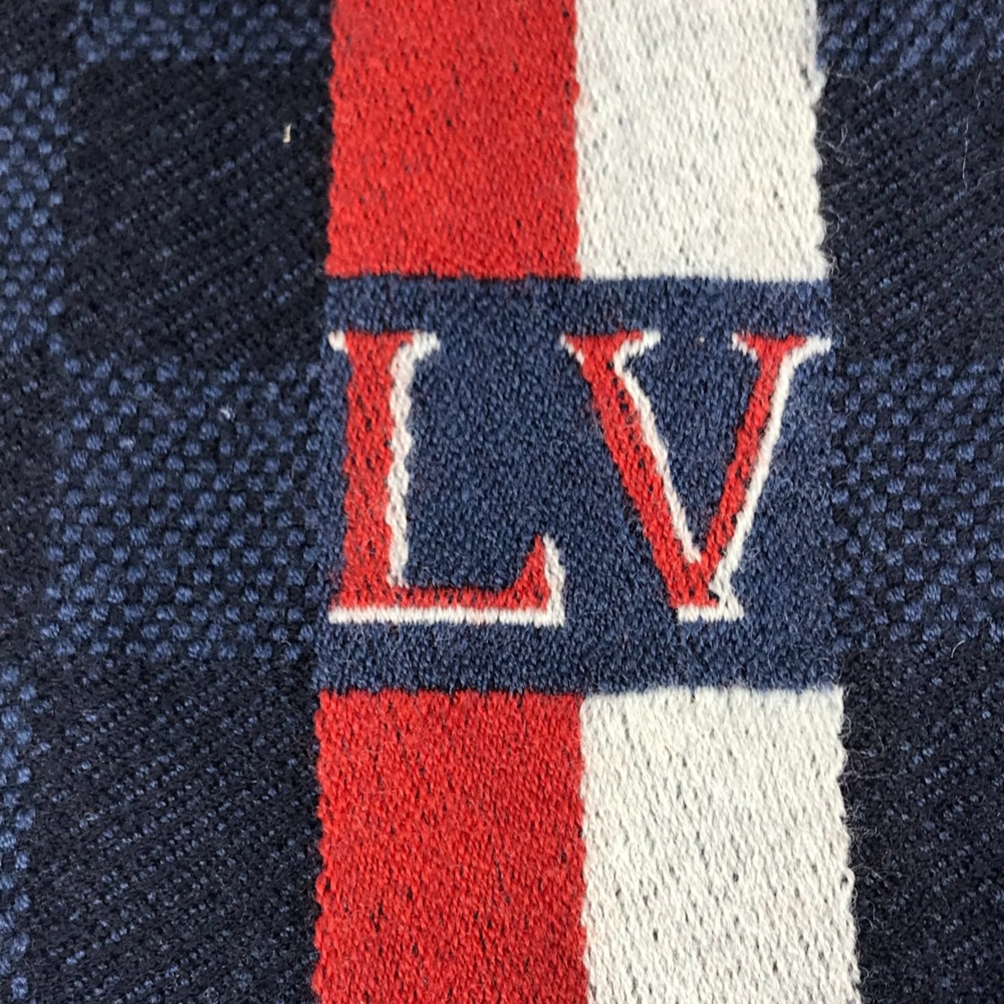 Louis Vuitton M70338 fringe Scarf Navy Red