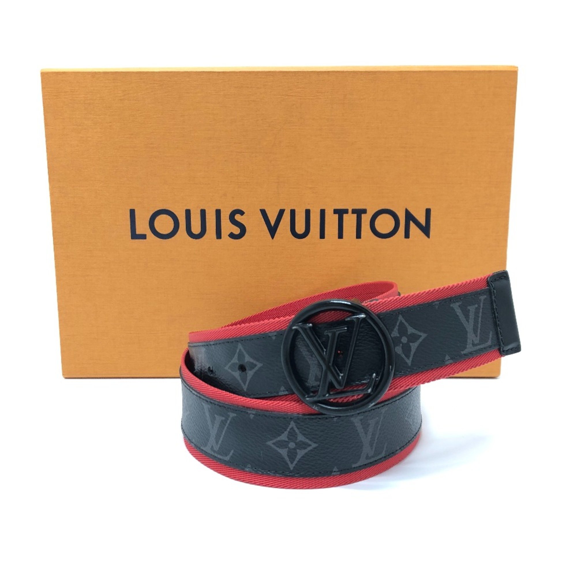 Louis Vuitton M0131 MonogramEclipse Belt accessory belt Black Red