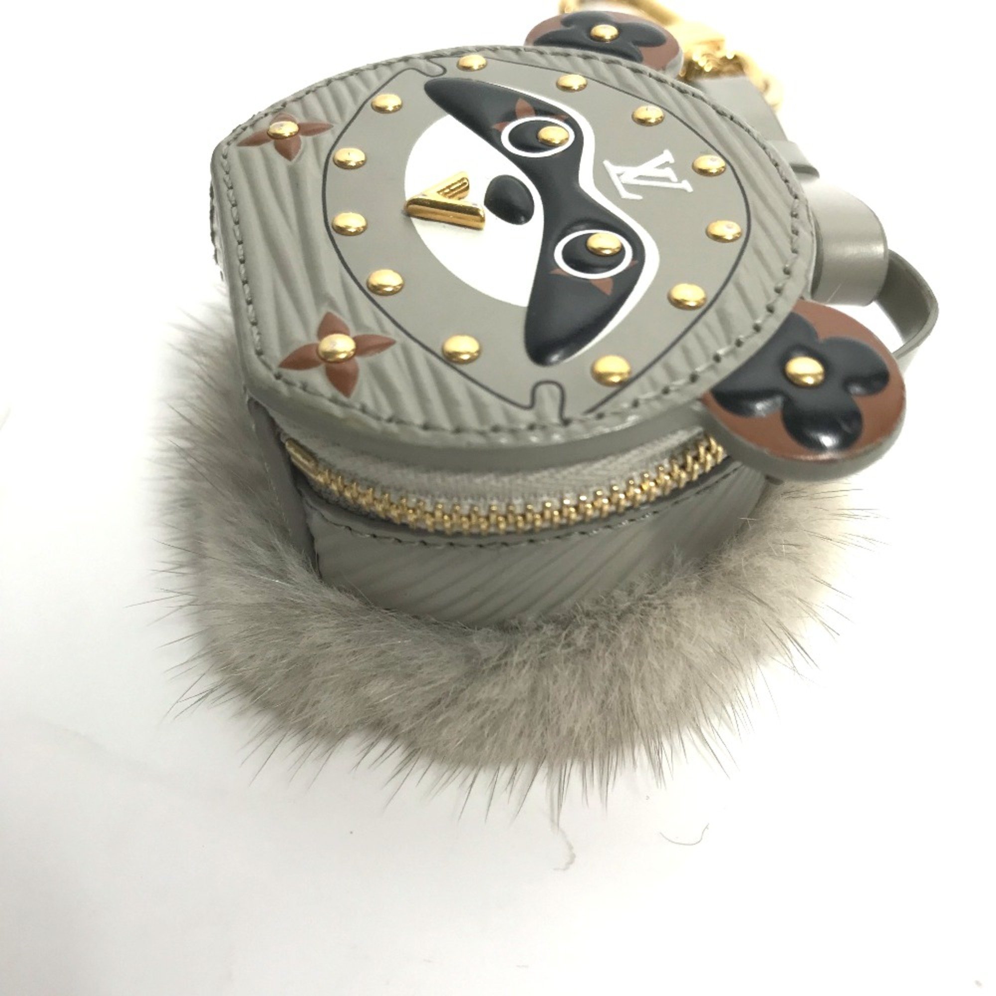 Louis Vuitton M69019 Epi Bag Charm Raccoon Key Holder gray