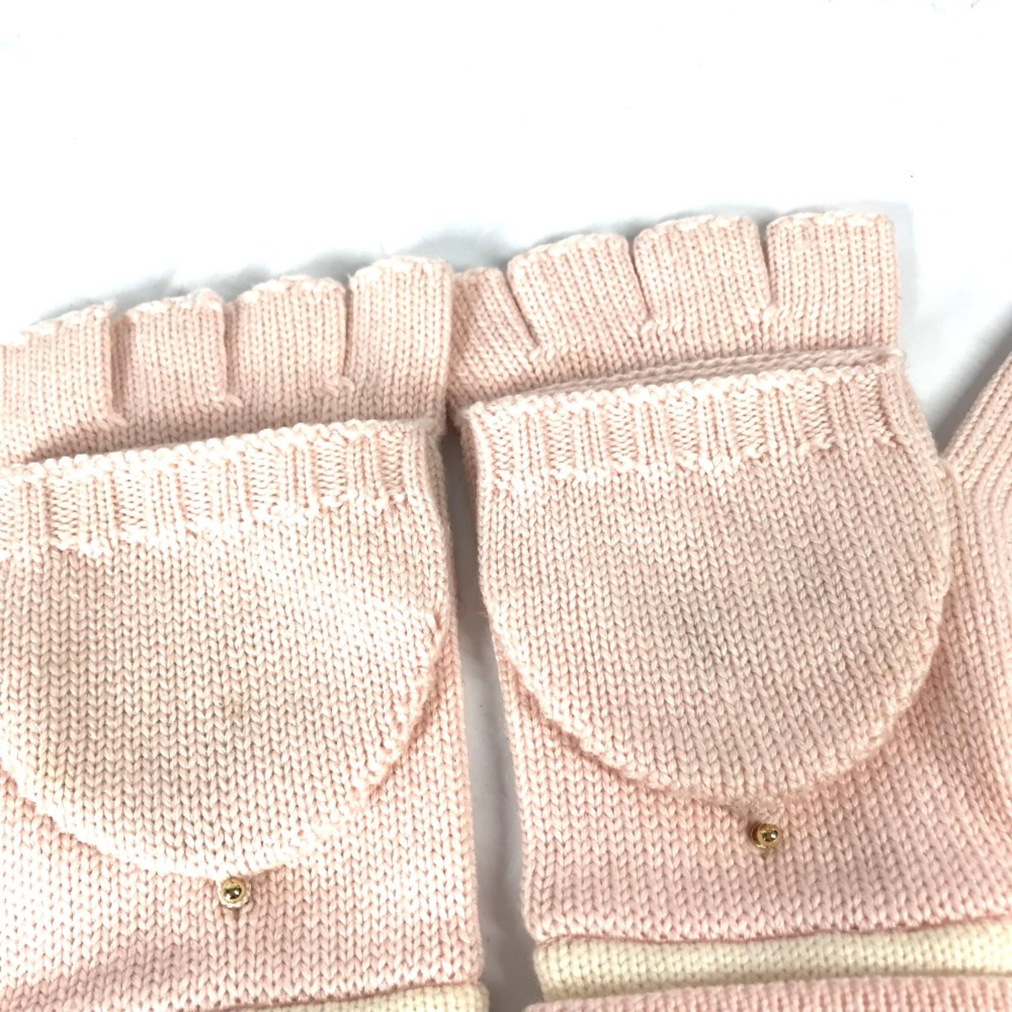 Louis Vuitton M70767 Bicolor Gloves Mittens Fingerless 2WAY Glove pink White