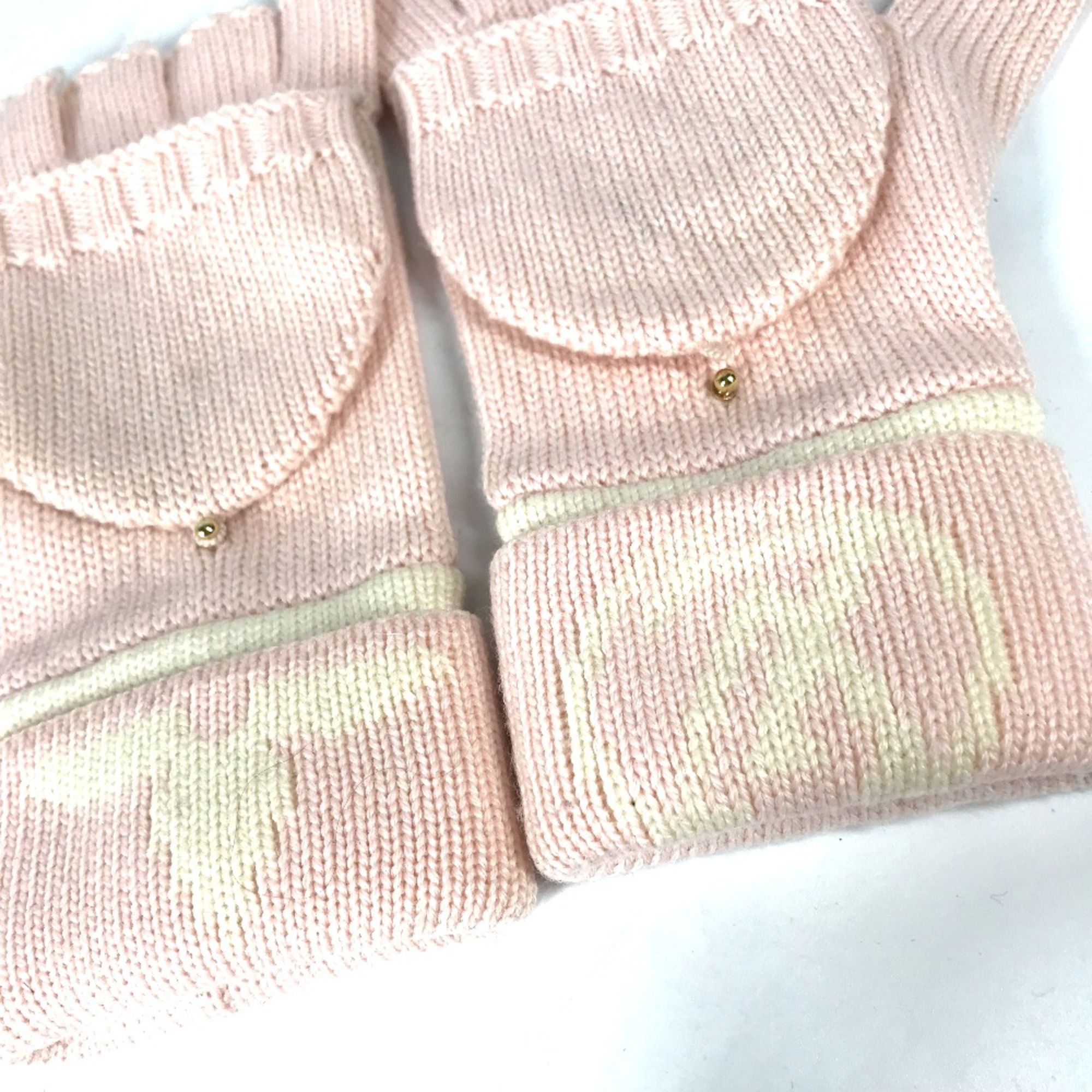 Louis Vuitton M70767 Bicolor Gloves Mittens Fingerless 2WAY Glove pink White