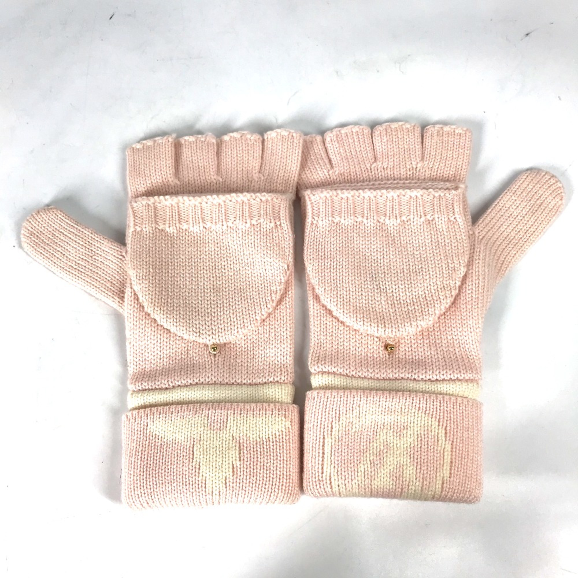 Louis Vuitton M70767 Bicolor Gloves Mittens Fingerless 2WAY Glove pink White