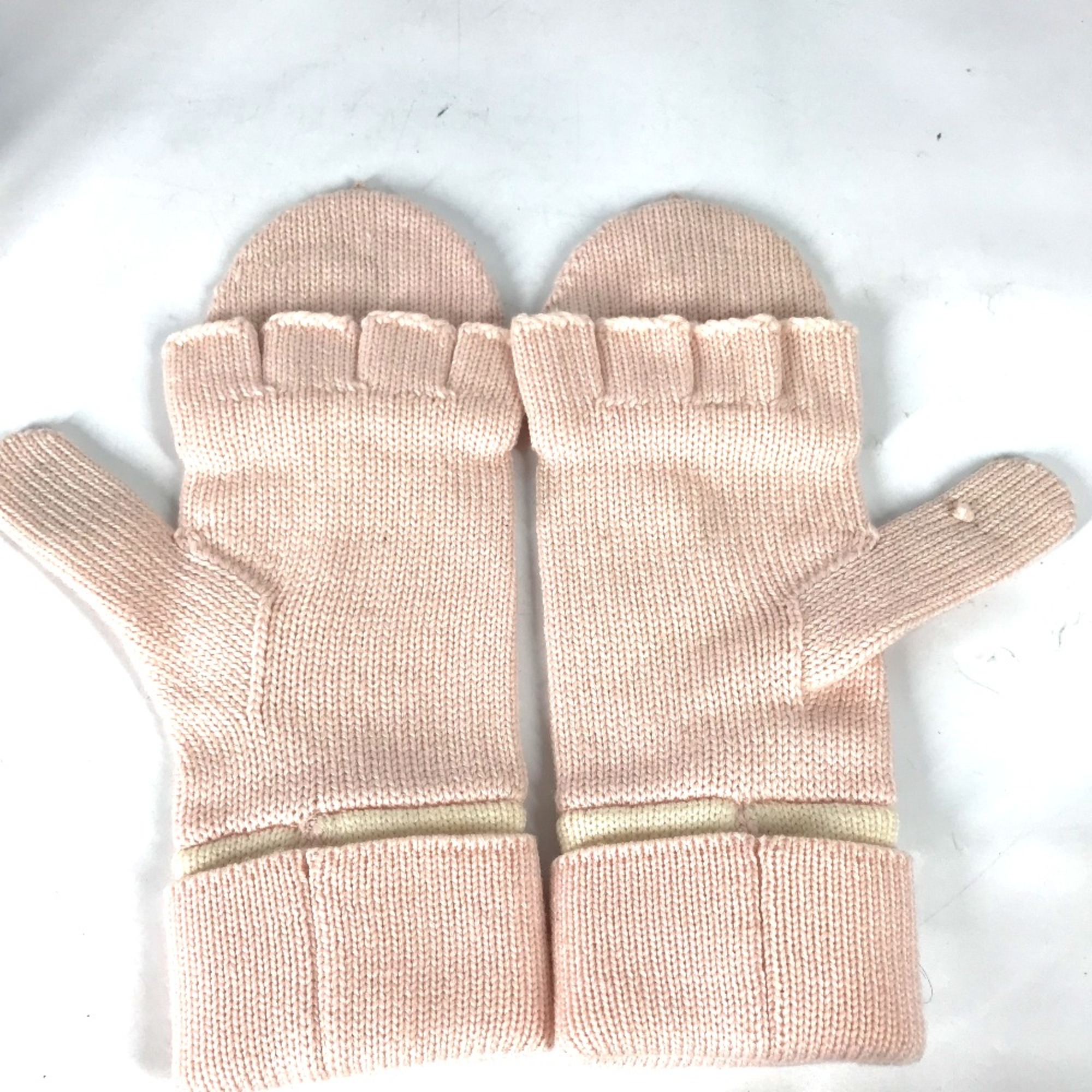 Louis Vuitton M70767 Bicolor Gloves Mittens Fingerless 2WAY Glove pink White