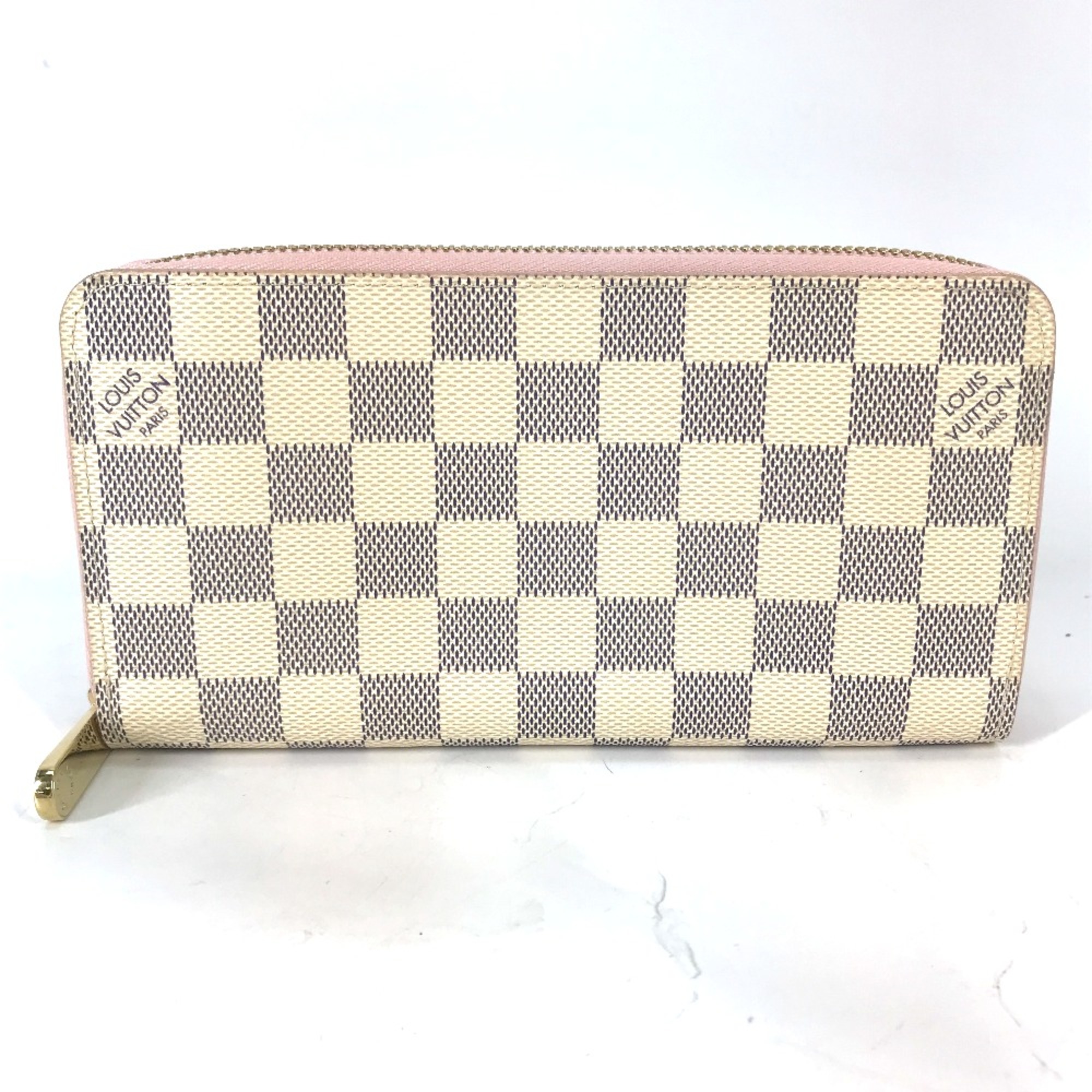 Louis Vuitton N63503 Damier Azur Long wallet Zip Around Long Wallet Rose valerine White