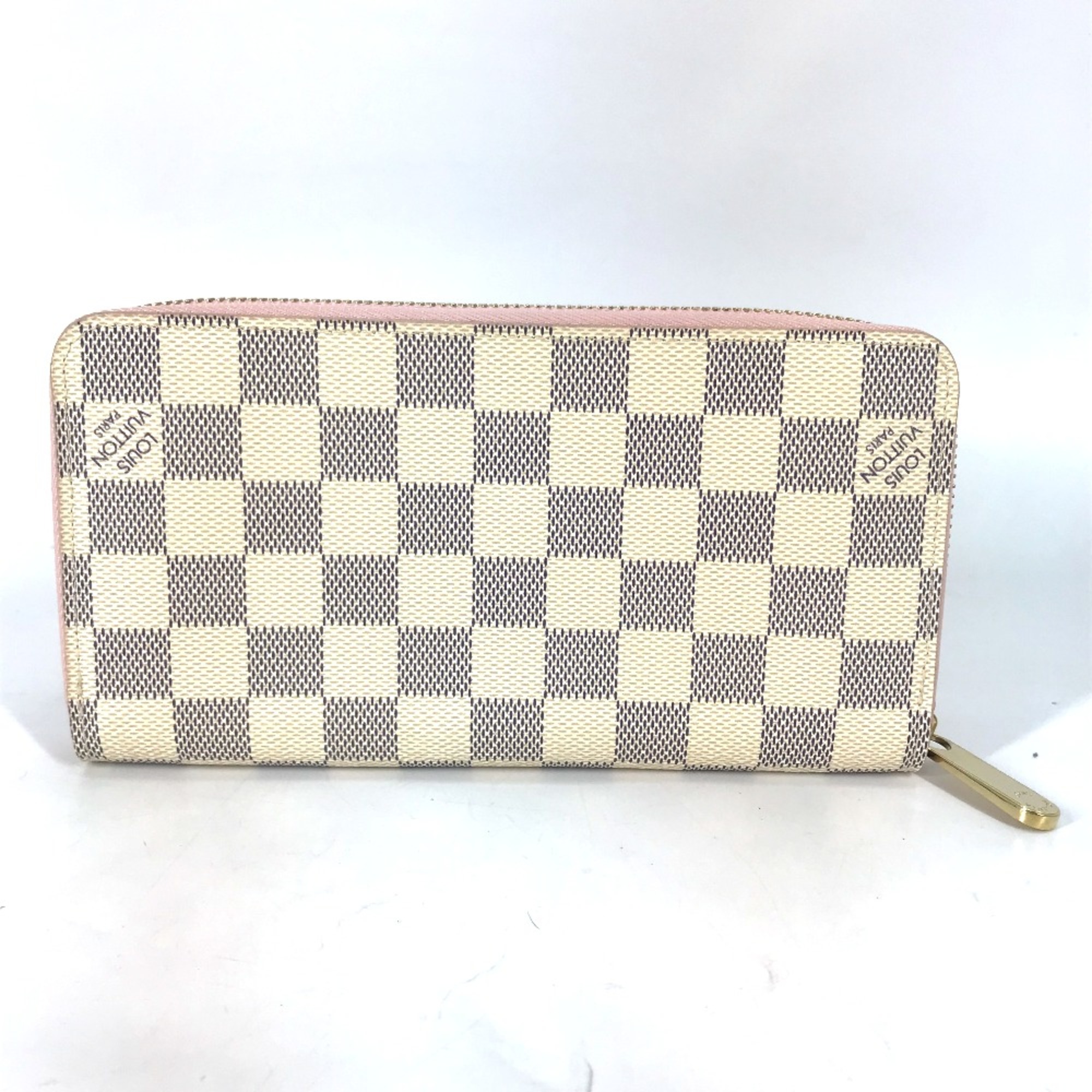 Louis Vuitton N63503 Damier Azur Long wallet Zip Around Long Wallet Rose valerine White