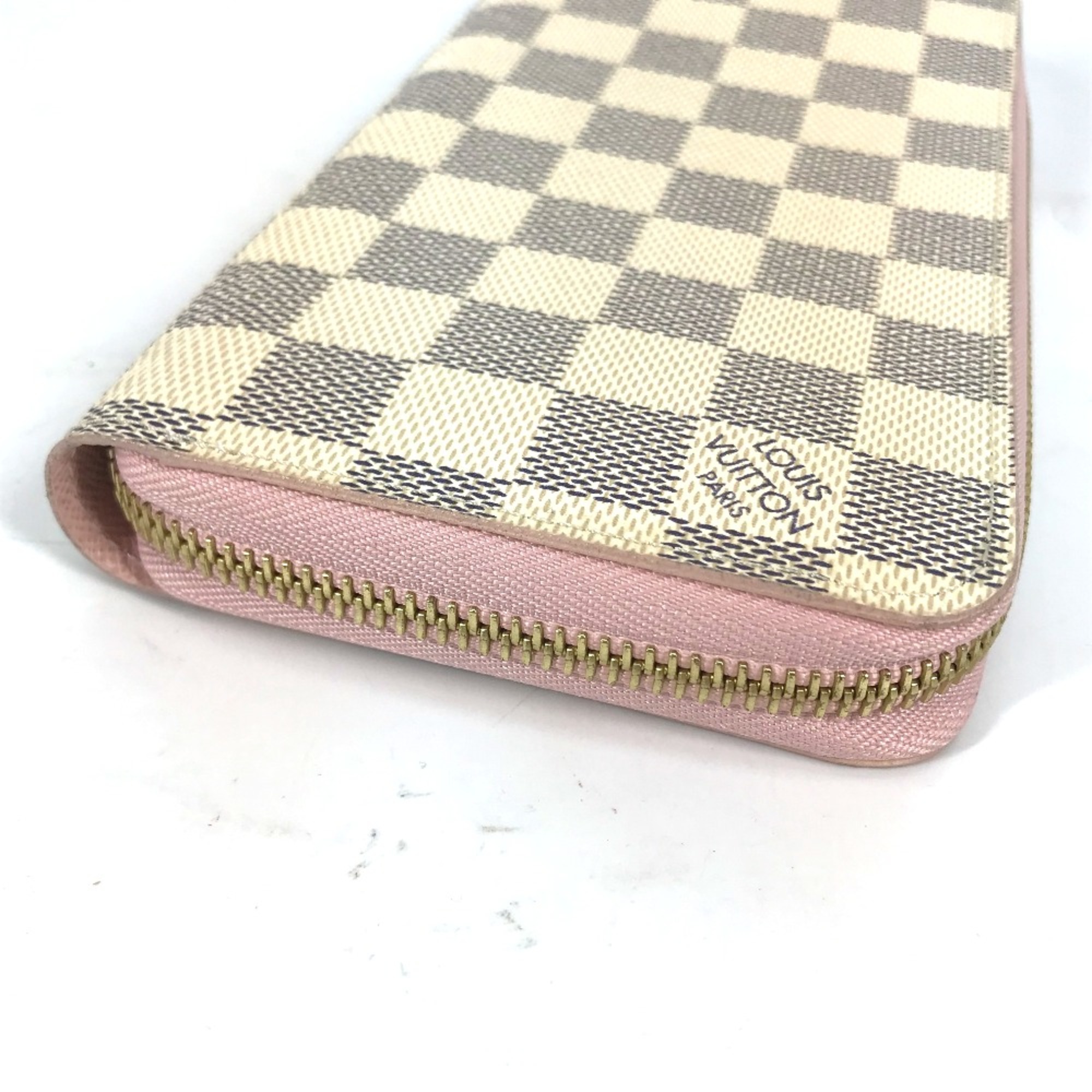 Louis Vuitton N63503 Damier Azur Long wallet Zip Around Long Wallet Rose valerine White