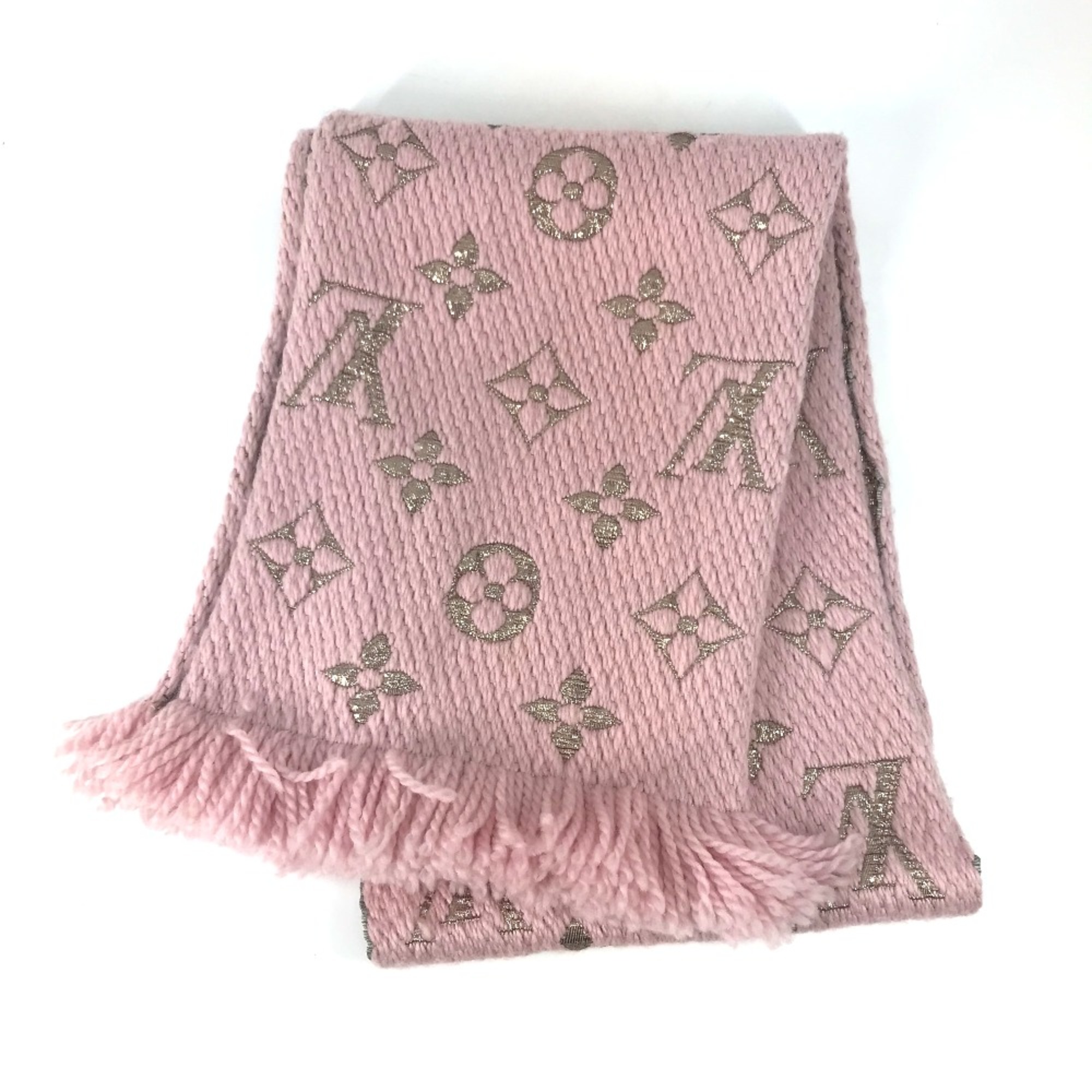 Louis Vuitton M70466 Glitter Monogram fringe Scarf pink