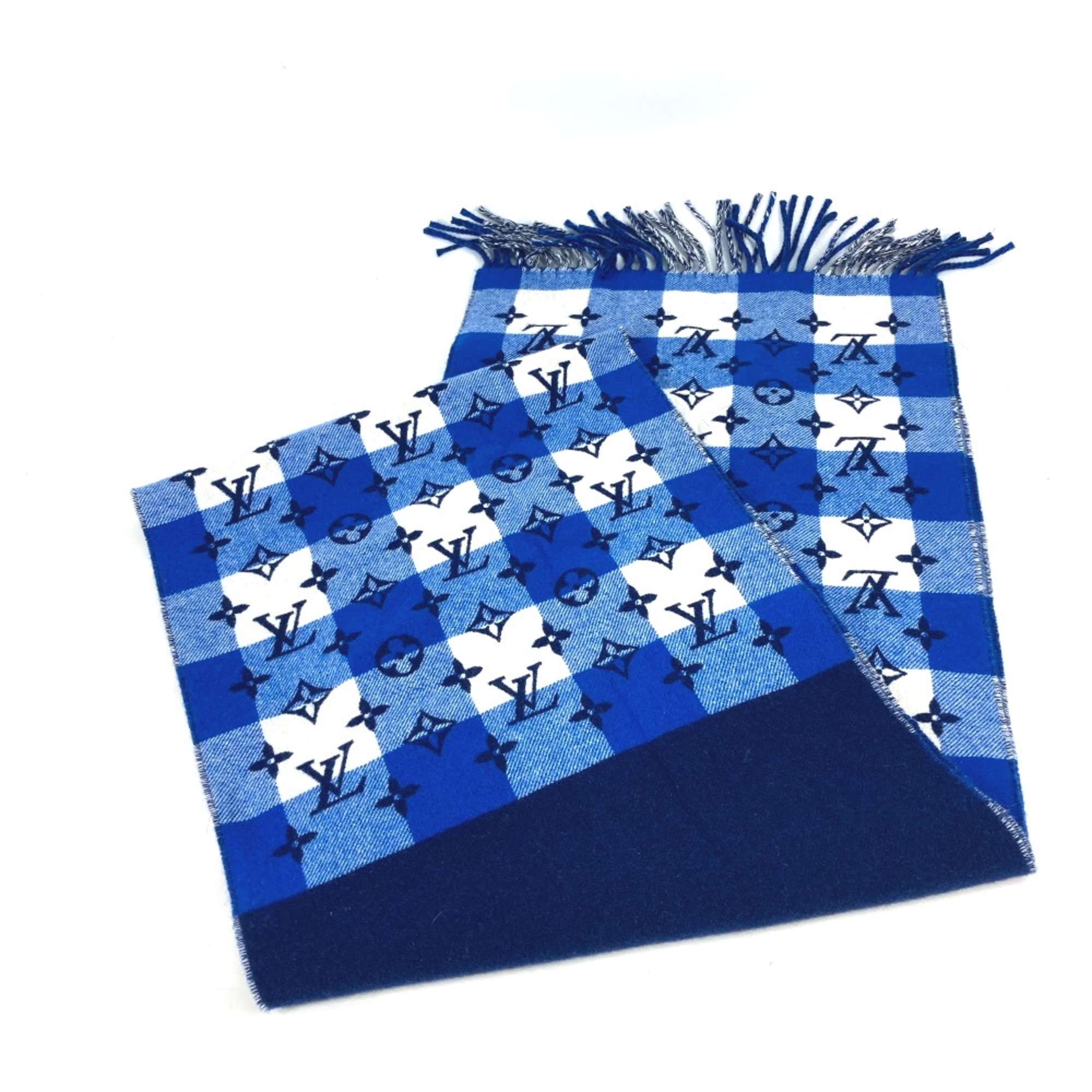 Louis Vuitton M76588 fringe Scarf blue White