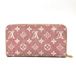 Louis Vuitton M81182 MonogramDenim Zip Around Long Wallet pink GoldHardware