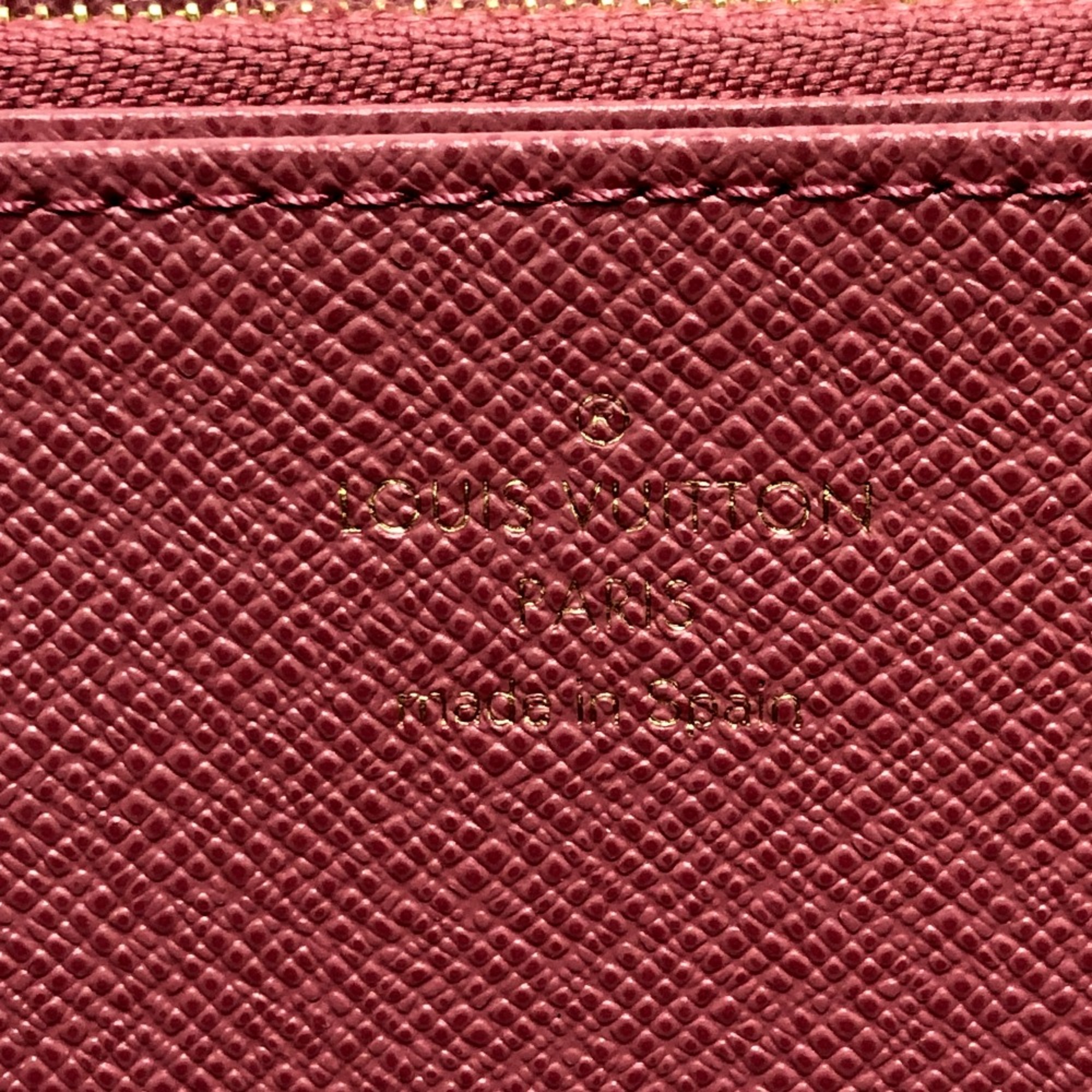 Louis Vuitton M81182 MonogramDenim Zip Around Long Wallet pink GoldHardware