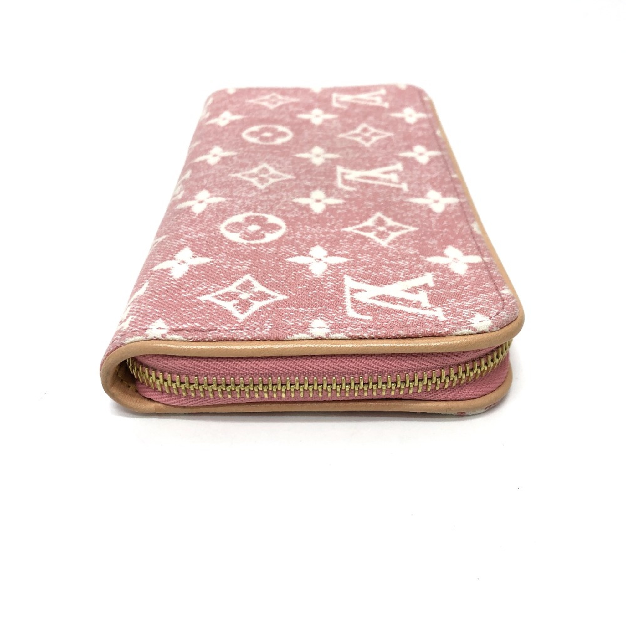 Louis Vuitton M81182 MonogramDenim Zip Around Long Wallet pink GoldHardware