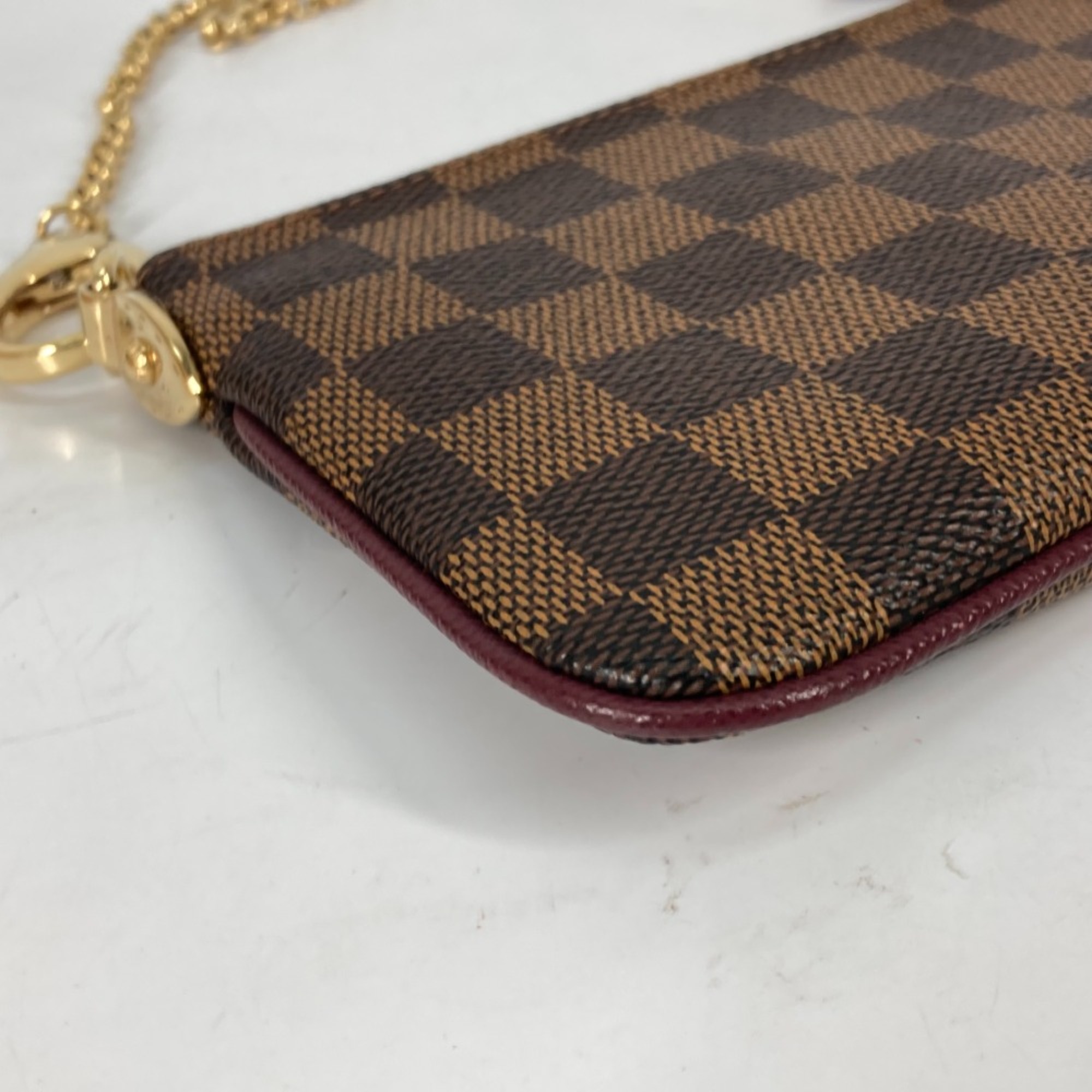 Louis Vuitton N63091 Damier Accessory Pouch Bag Shoulder Chain Bag Shoulder Bag Brown