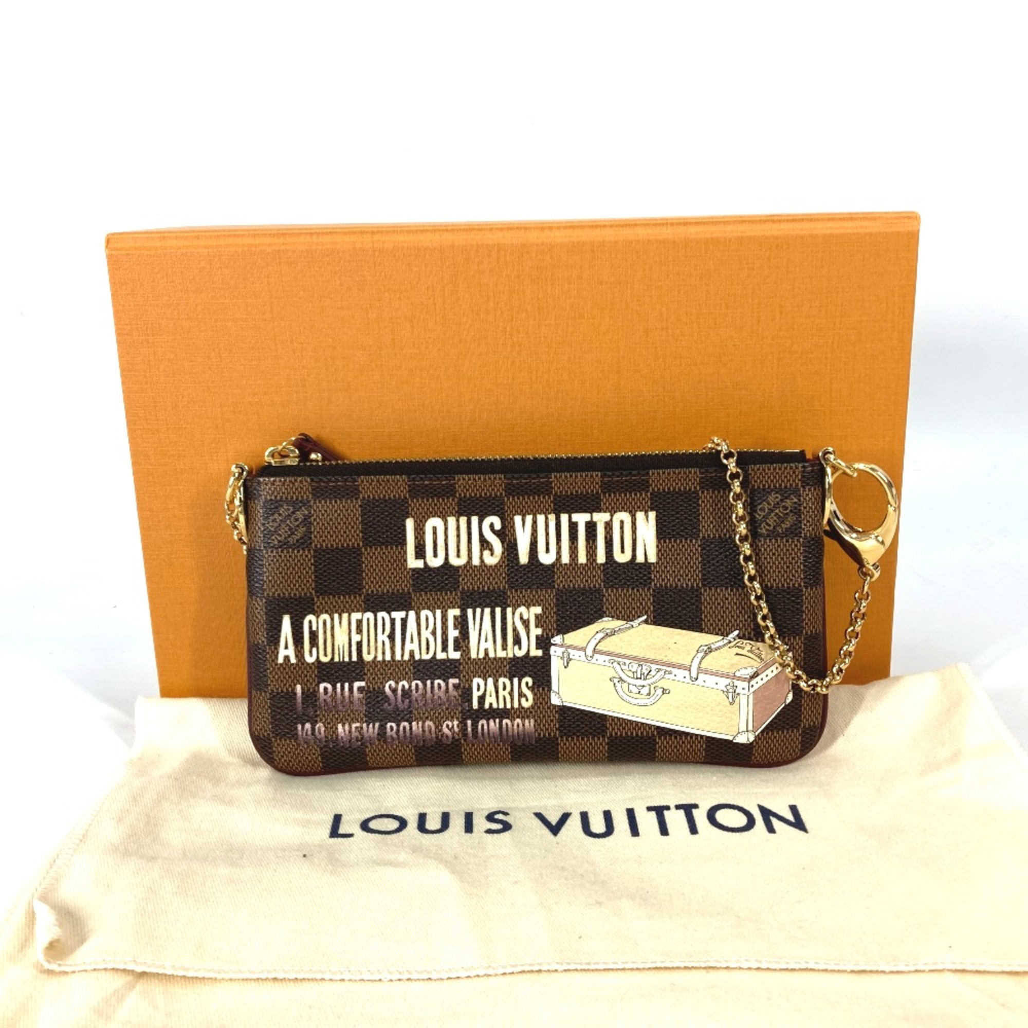 Louis Vuitton N63091 Damier Accessory Pouch Bag Shoulder Chain Bag Shoulder Bag Brown