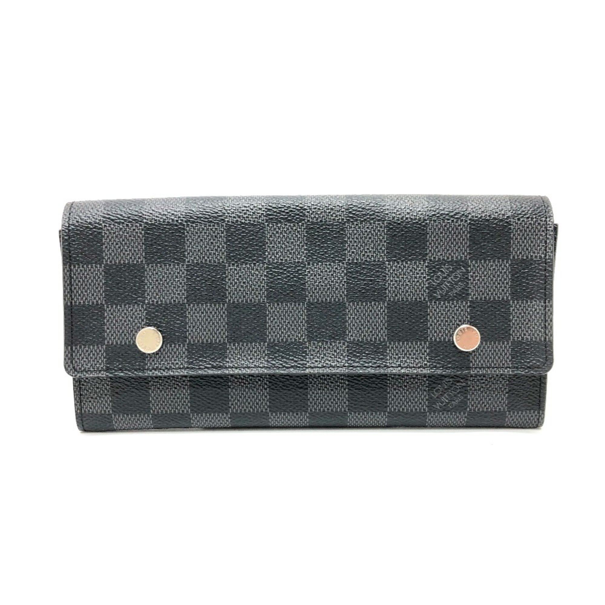 Louis Vuitton N63084 Damier Graphite Wallet Long Wallet Black SilverHardware