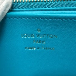 Louis Vuitton M81512 Monogram emboss Zip Around Long Wallet blue GoldHardware