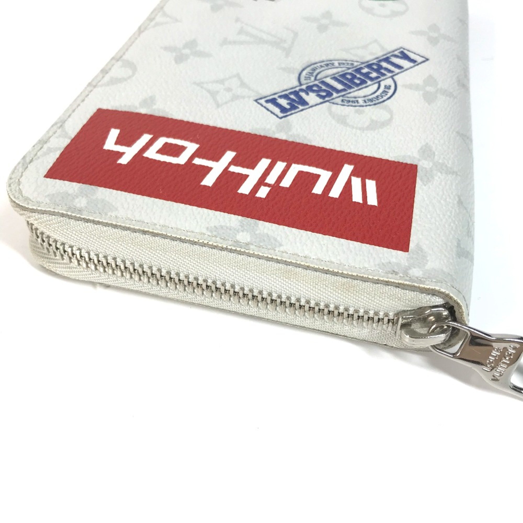 Louis Vuitton M67824 Monogram Logo Story Zip Around Long Wallet White