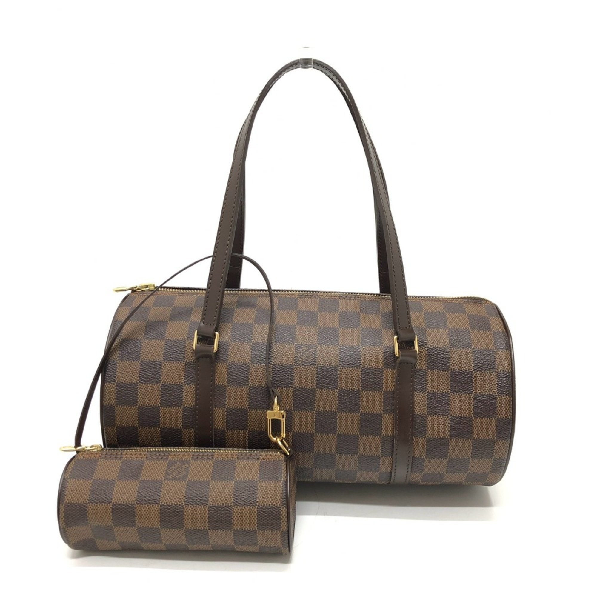 Louis Vuitton N51303 Damier Cylindrical Tote Bag Hand Bag Brown GoldHardware