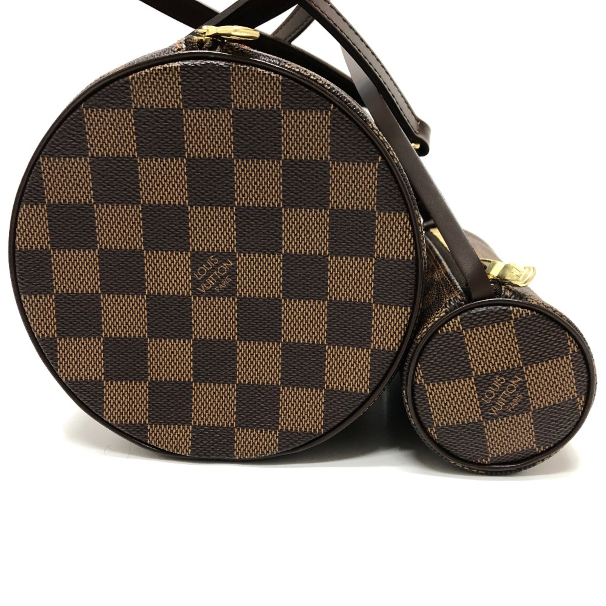 Louis Vuitton N51303 Damier Cylindrical Tote Bag Hand Bag Brown GoldHardware