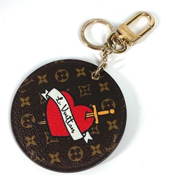 Louis Vuitton M63761 Monogram round heart Bag Charm Key Holder Brown pink