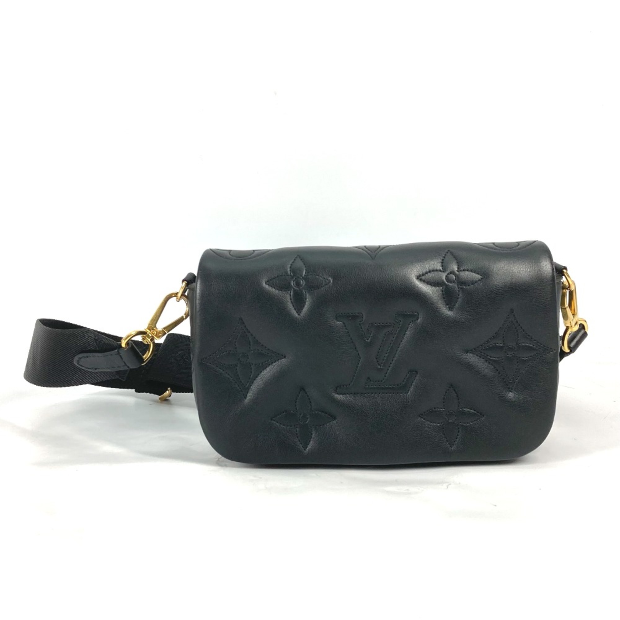 Louis Vuitton M81398 Monogram bubblegram Long Wallet Crossbody Clutch Bag 2WAY Bag Shoulder Bag Black