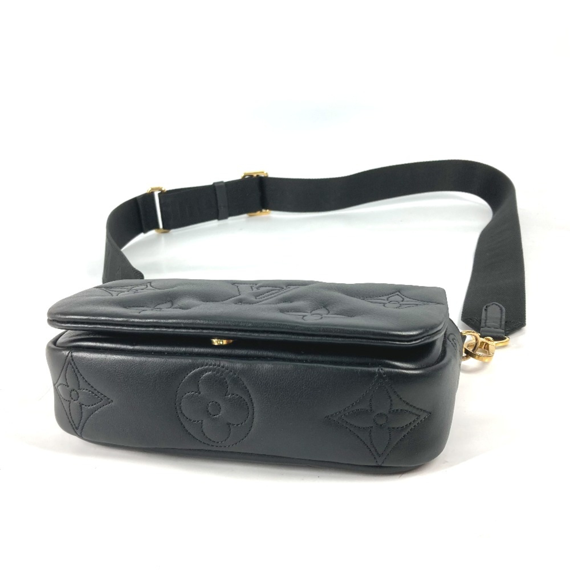 Louis Vuitton M81398 Monogram bubblegram Long Wallet Crossbody Clutch Bag 2WAY Bag Shoulder Bag Black