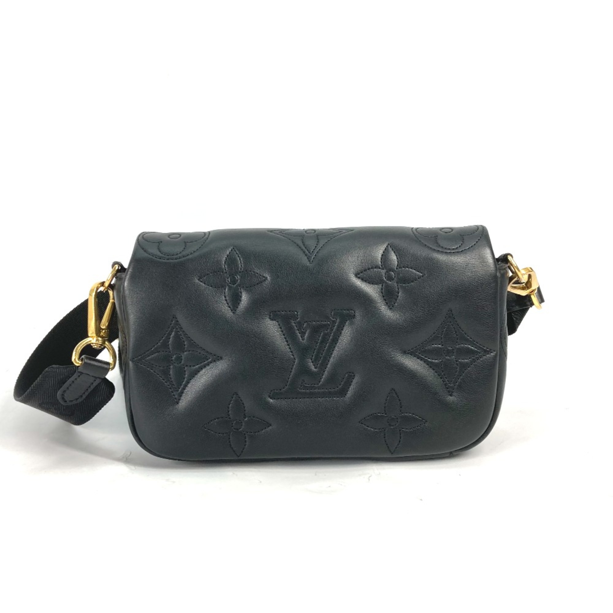 Louis Vuitton M81398 Monogram bubblegram Long Wallet Crossbody Clutch Bag 2WAY Bag Shoulder Bag Black