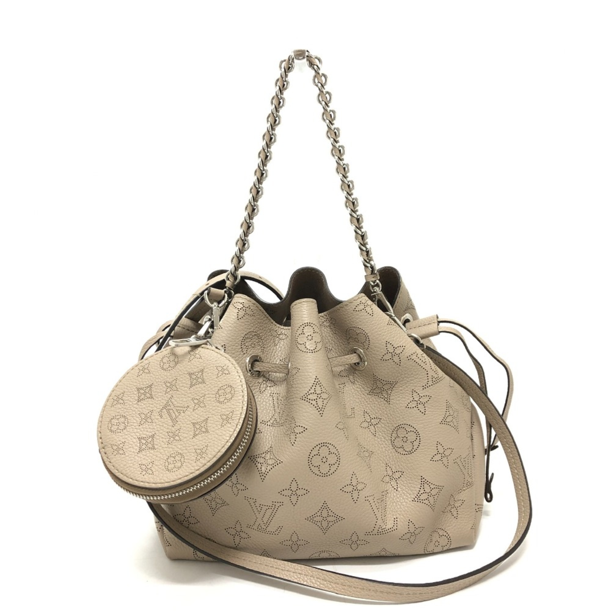 Louis Vuitton M57201 MonogramMahina Drawstring 2WAY Hand Bag Bag Shoulder Bag Beige SilverHardware eLADY Globazone