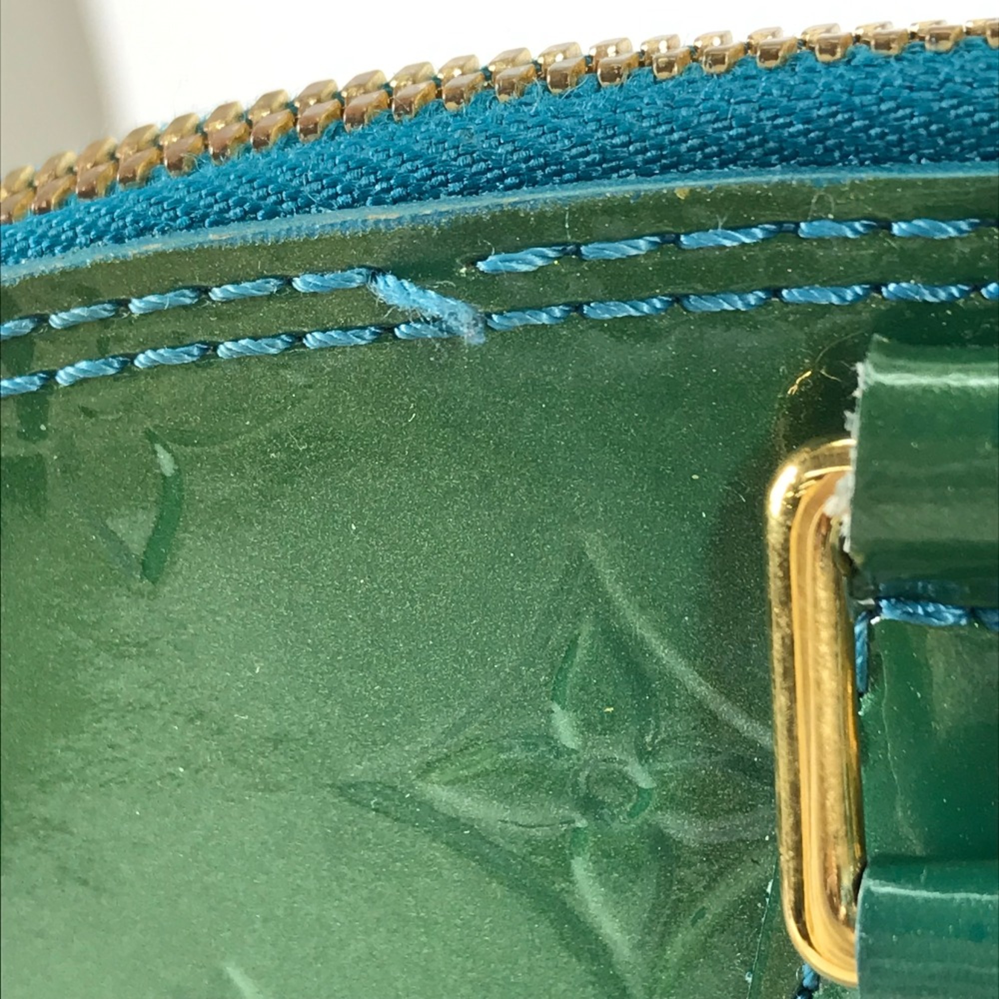 Louis Vuitton M93628 MonogramVernis Tote Bag Bag Glitter Hand Bag Blue galatic Green