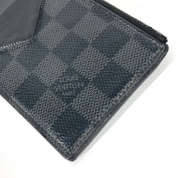 Louis Vuitton N64038 Damier Graphite Fragment Case Wallet Coin Compartment coin purse Black